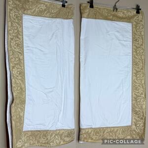 Frette Royal White Gold Filigree 25x25 Italy PillowCover PillowCase Bedding